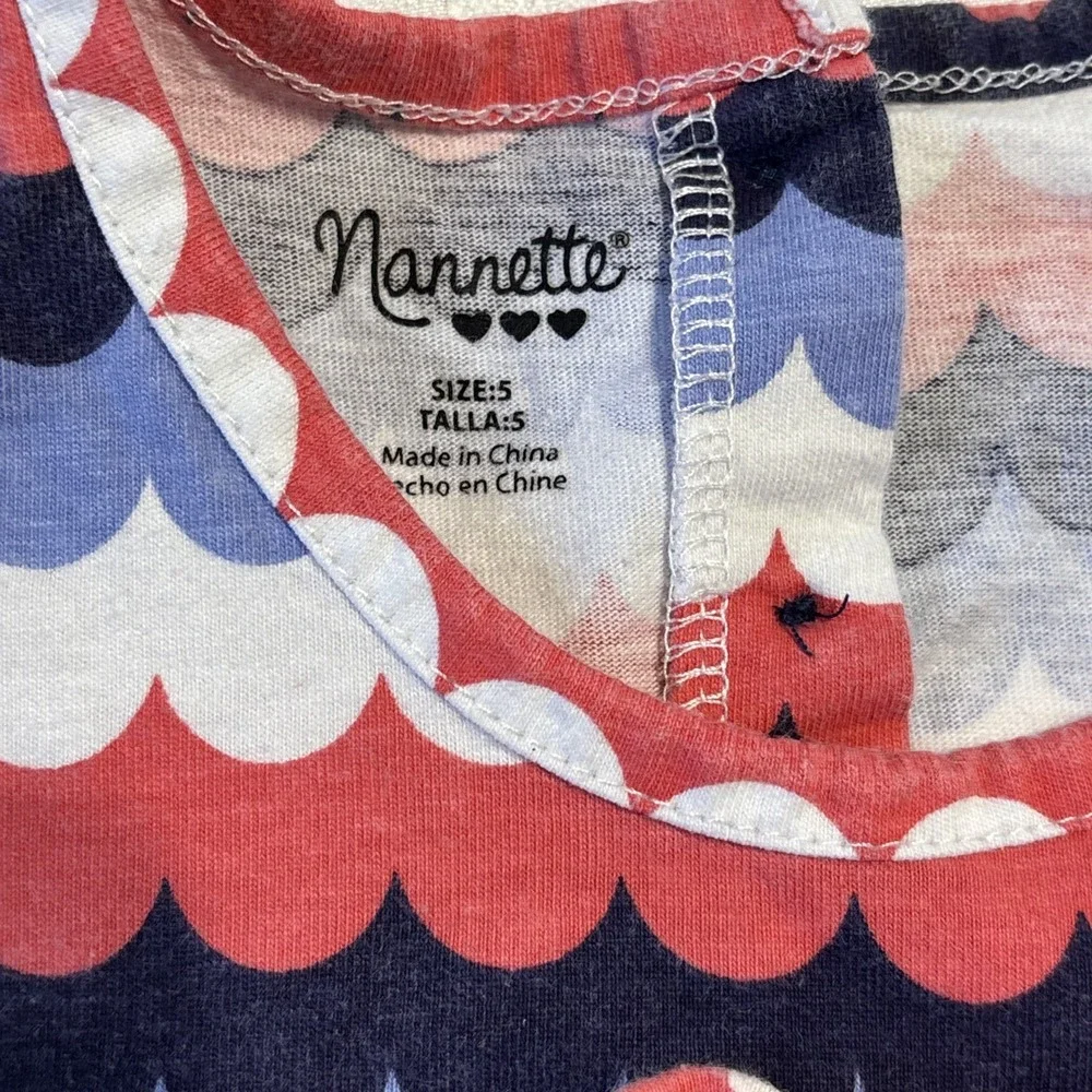 Nannette Kids Girls Size‎ 5 Dress Octopus Bow Blue And Pink 100% Cotton